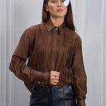 Блуза подвійна планка шоколад