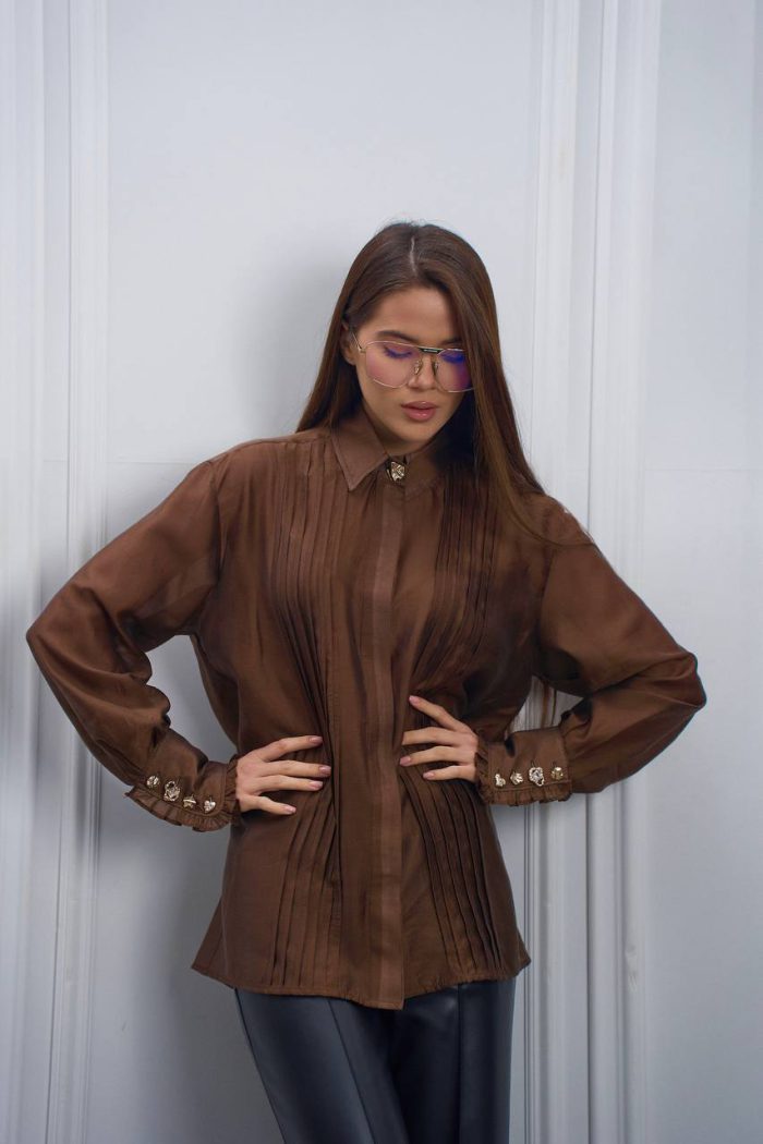 Блуза подвійна планка шоколад - Зображення 12
