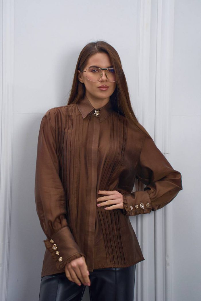 Блуза подвійна планка шоколад - Зображення 2