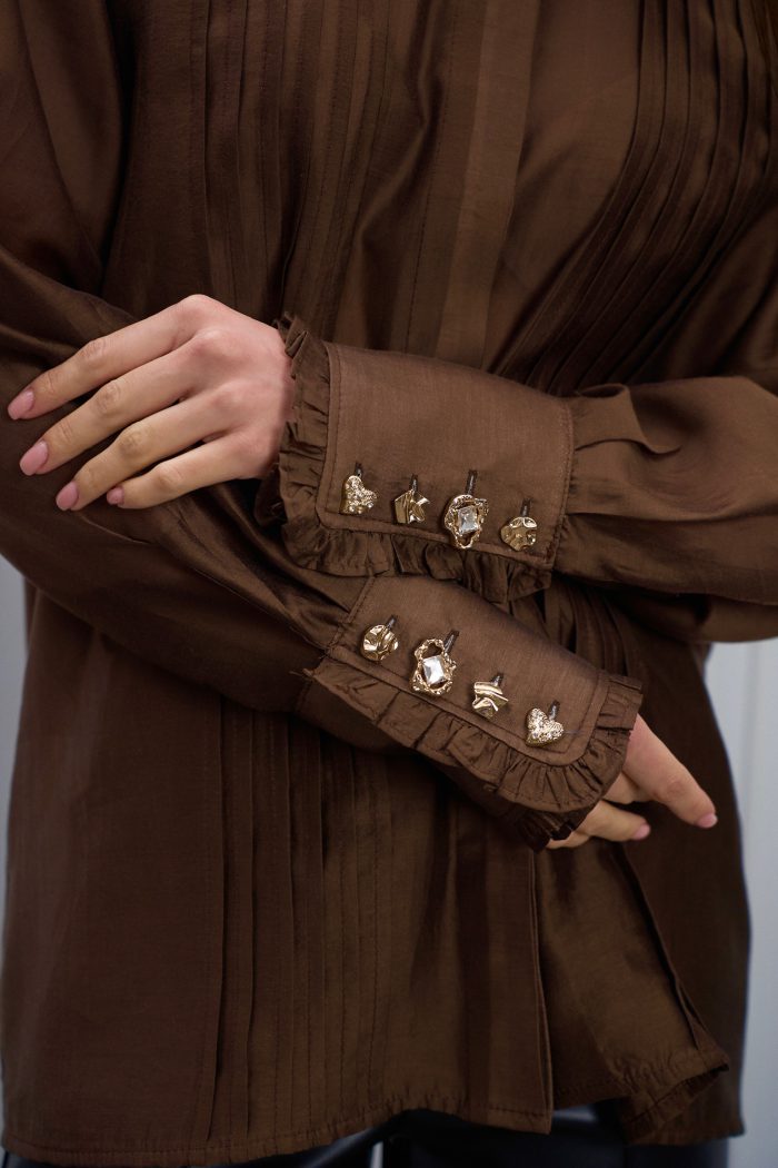 Блуза подвійна планка шоколад - Зображення 6