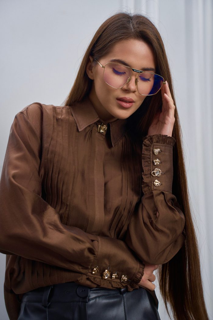 Блуза подвійна планка шоколад - Зображення 7