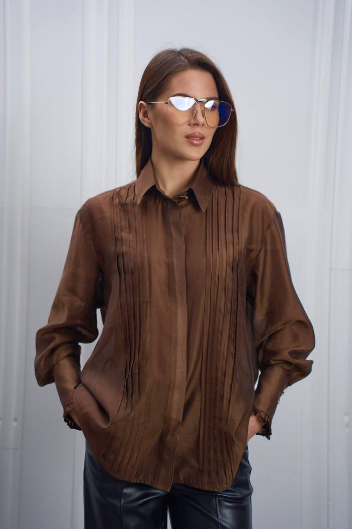 Блуза подвійна планка шоколад - Зображення 4