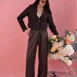 Штани шовк шоколад темний