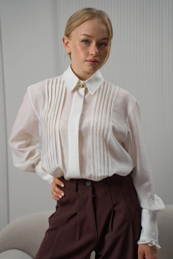 Блуза подвійна планка білий - Зображення 3