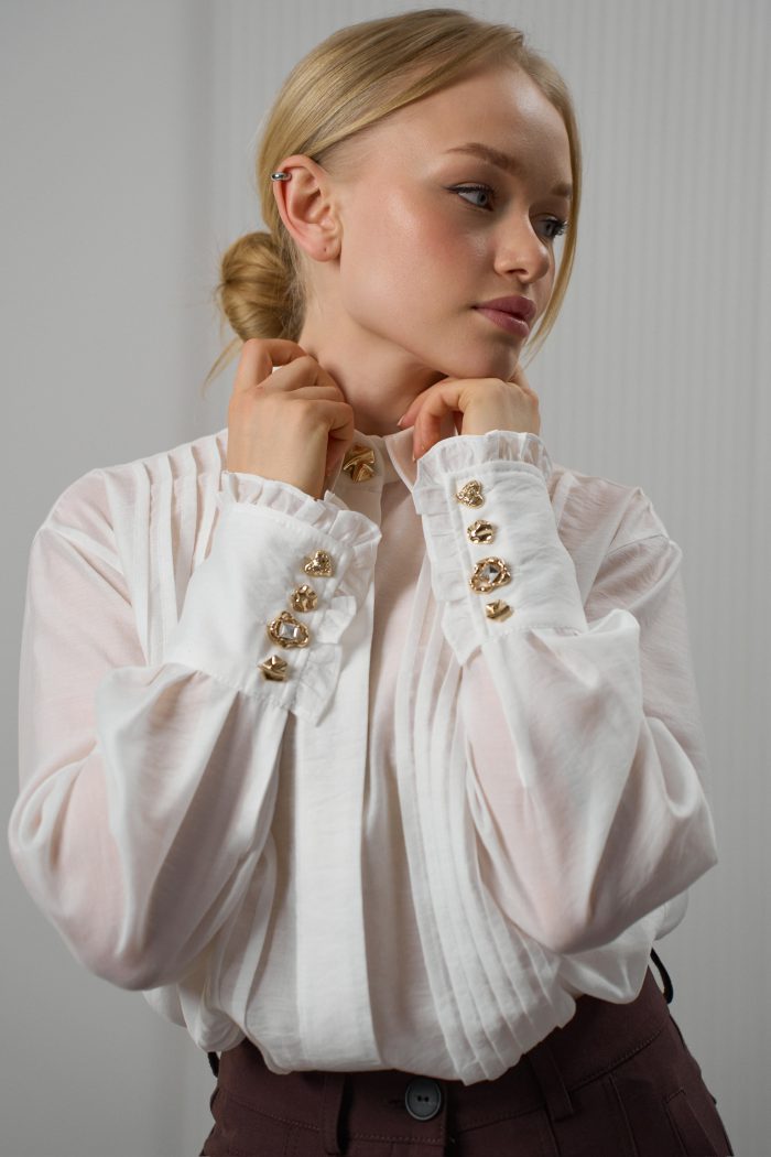 Блуза подвійна планка білий - Зображення 6