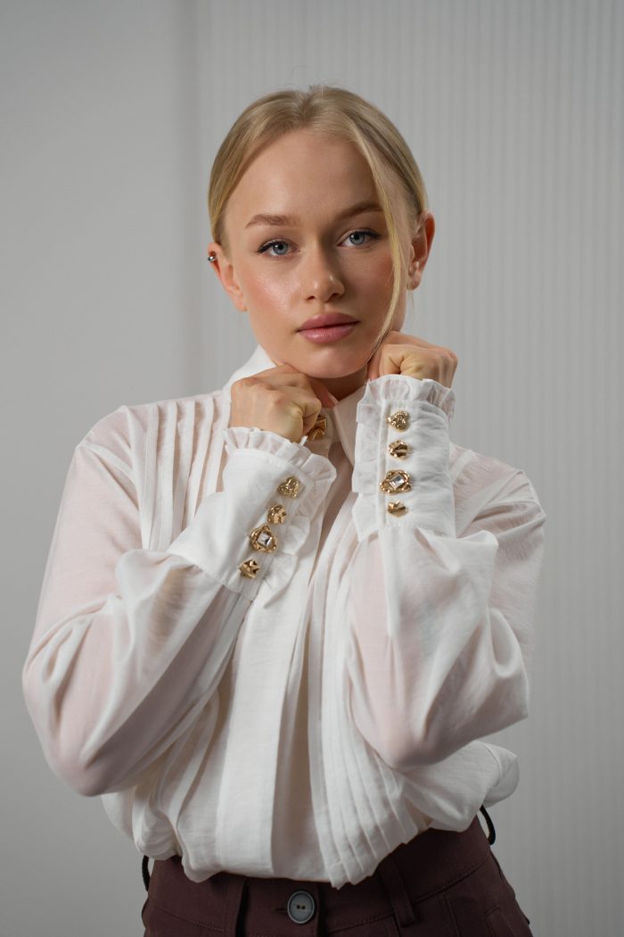 Блуза подвійна планка білий - Зображення 8