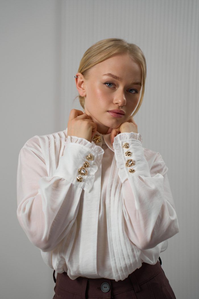 Блуза подвійна планка білий - Зображення 10