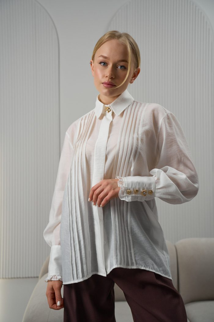 Блуза подвійна планка білий - Зображення 5