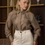 Блуза подвійна планка какао