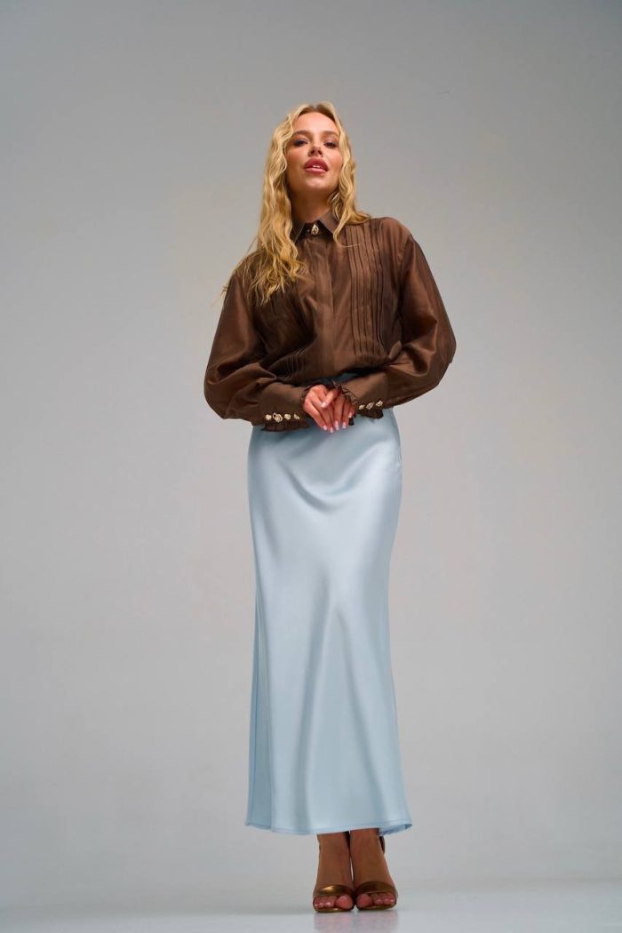 Спідниця шовк блакитний - Зображення 7