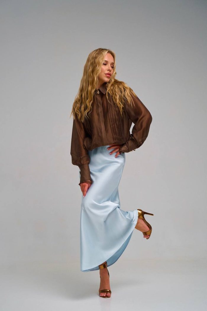 Спідниця шовк блакитний - Зображення 12