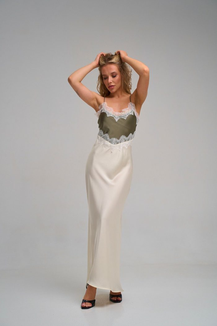 Плаття атлас двохкольорове мол.-оливка - Зображення 5