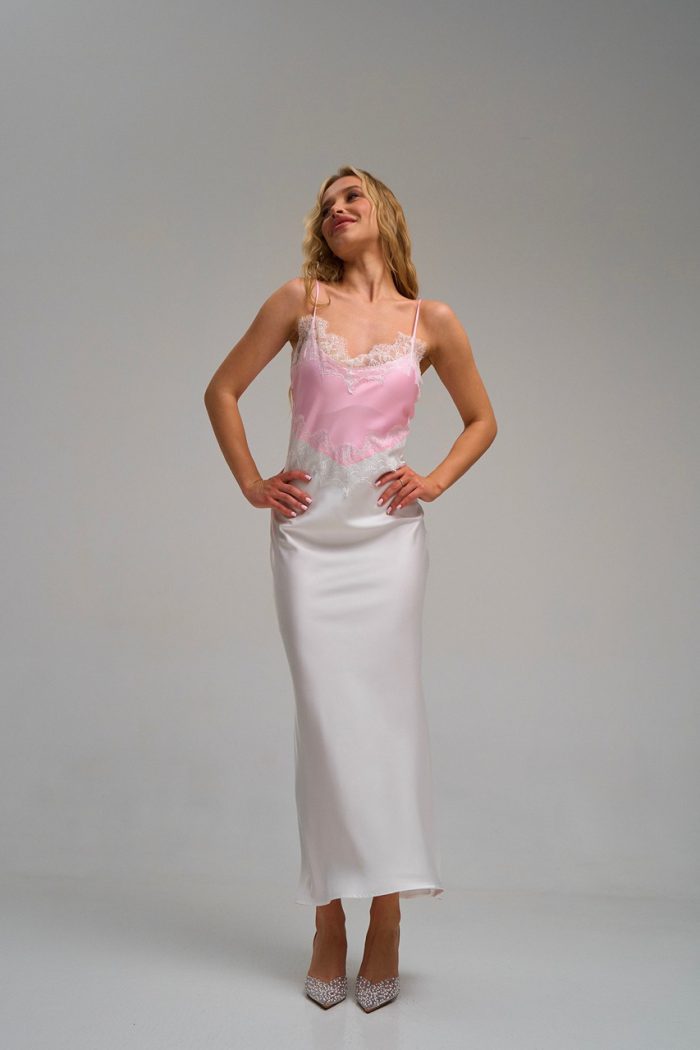 Плаття атлас двохкольорове біло-рож. - Зображення 11