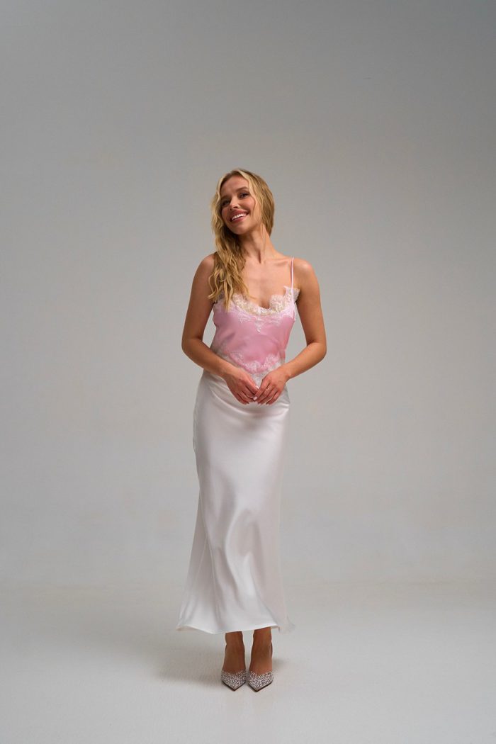 Плаття атлас двохкольорове біло-рож. - Зображення 12