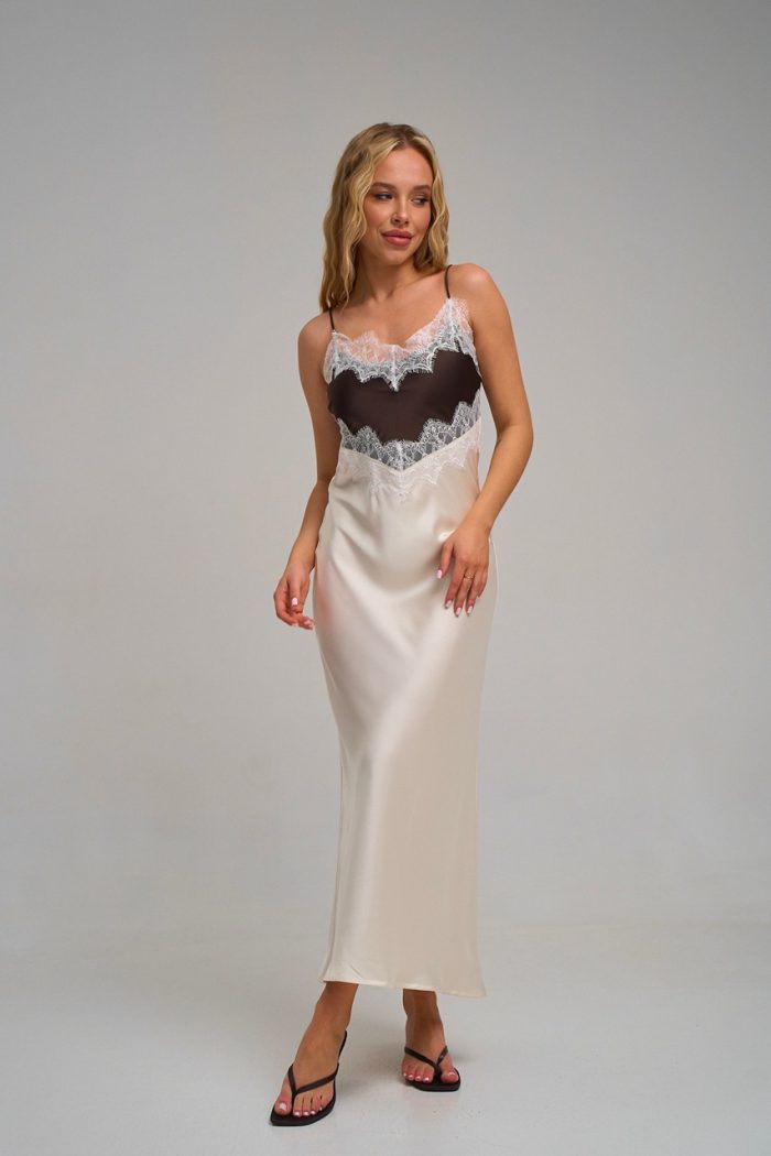 Плаття атлас двохкольорове мол.-шоко. - Зображення 3